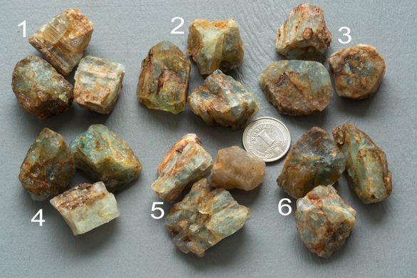 Берилл (Аквамарин) 2-3см 3шт/лот фрагменты Кристаллов из Намибии необработанные