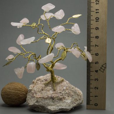 Дерево щастя з каменем рожевий кварц, 12см