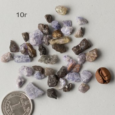 Танзаніт негрітий, фрагменти кристалів 4-9мм, Танзанія уп. 10г