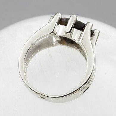 Кольцо из серебра с дымчатым кварцем и цирконом, к6189-РАУ