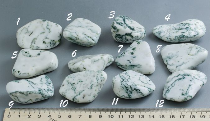 Агат моховый белый, крупная полированная галька, Индия. На выбор