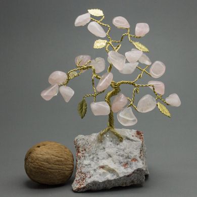 Дерево счастья с камнем розовый кварц, 11см