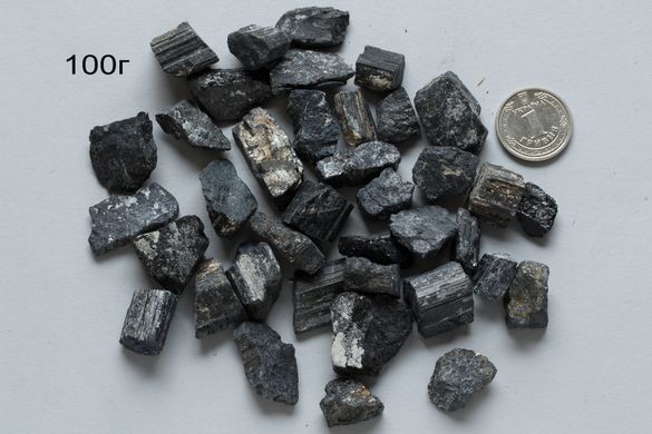 Шерл черный турмалин 10-20мм обломки кристаллов 100г/уп. с Мадагаскара