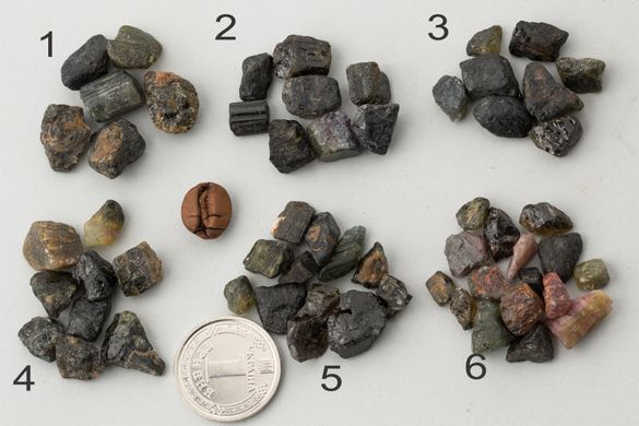 Верделит Турмалин необработанные фрагменты кристаллов 5-10мм из Замбии
