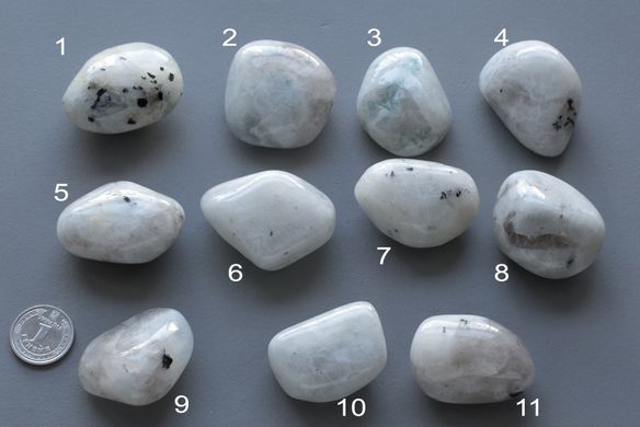 Галька полированная лунный камень белый радужный 25-35мм