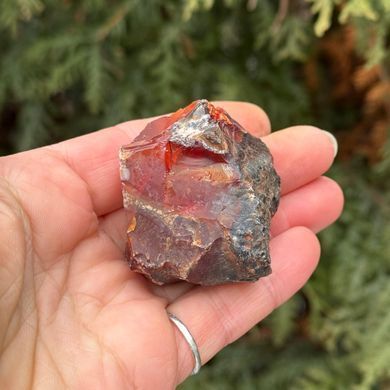 Сердолік з кварцем з Бразилії, необроблений фрагмент породи, 48*31мм, 87г
